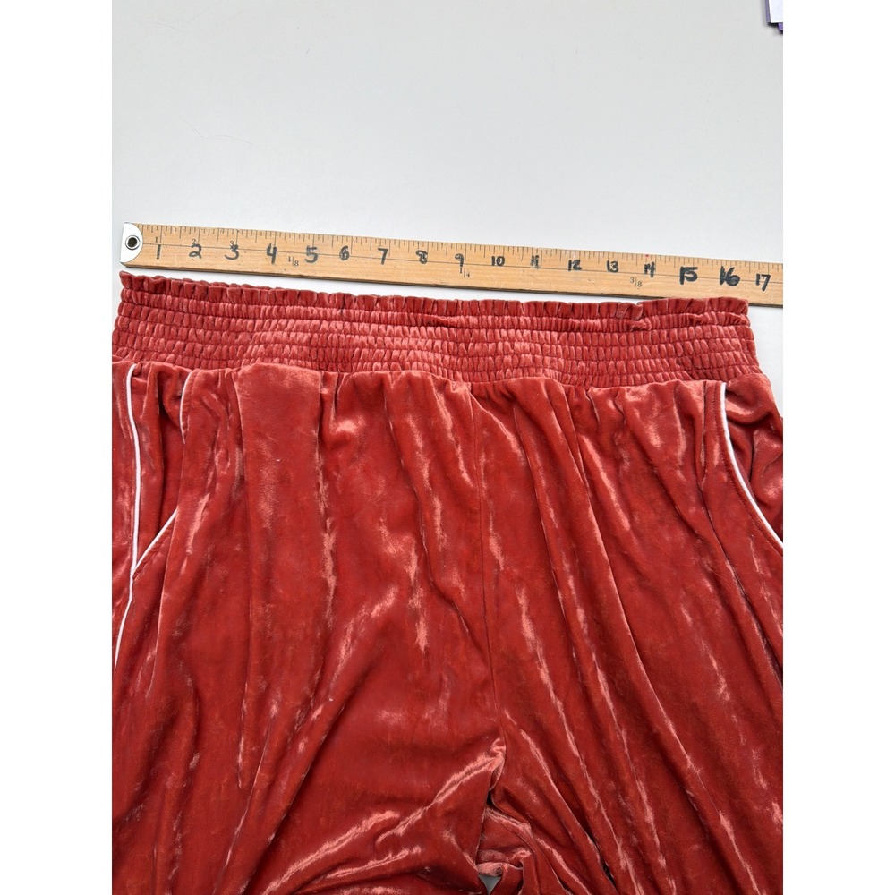 Aerie Wide Leg Pants Peach Crushed Velvet Athleisure Dopamine Sporty Spice XL - Picture 5 of 7